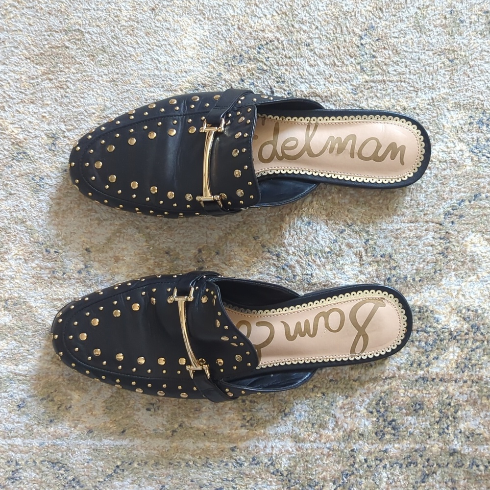 Sam Edelman Black & Gold Mules
